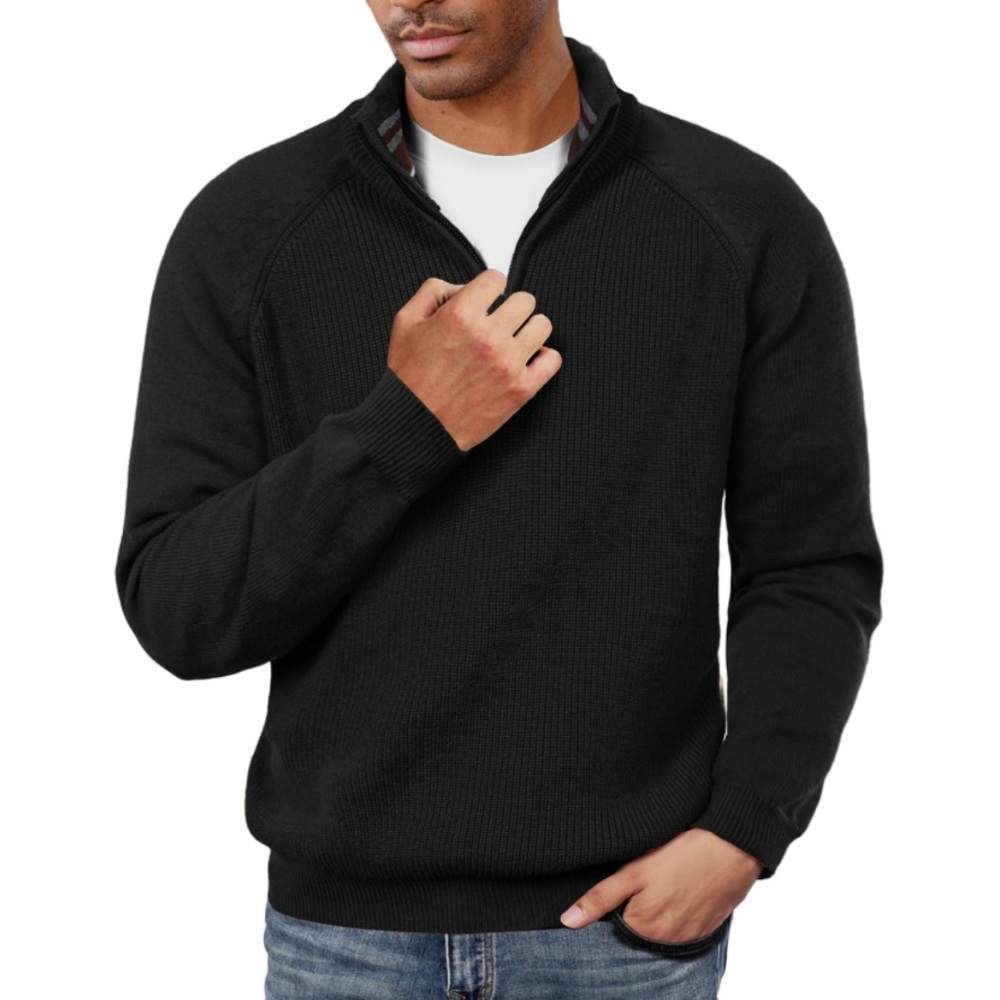 PJ Paul Jones Black Quarter Zip Sweater